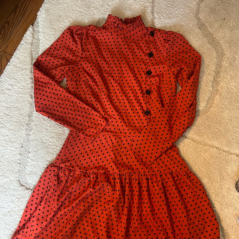 Red Polka Dot Long Sleeve Dress